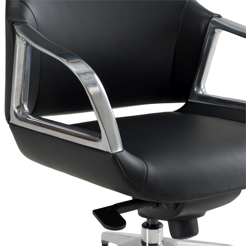 Pemberly Row Modern Black High Back Executive Office Chair in Leather