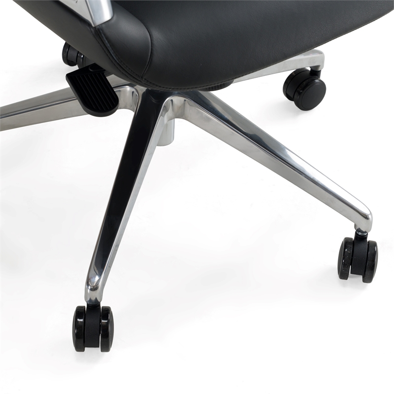 Pemberly Row Modern Black High Back Executive Office Chair in Leather