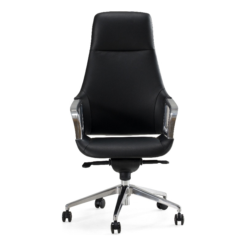 Pemberly Row Modern Black High Back Executive Office Chair in Leather