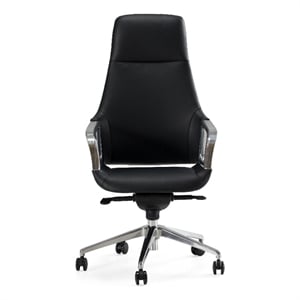 Pemberly Row Modern Black High Back Executive Office Chair in Leather