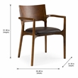 Pemberly Row Mid-Century Brown Leatherette Dining Arm Chair