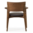 Pemberly Row Mid-Century Brown Leatherette Dining Arm Chair