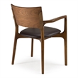 Pemberly Row Mid-Century Brown Leatherette Dining Arm Chair