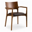 Pemberly Row Mid-Century Brown Leatherette Dining Arm Chair