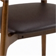 Pemberly Row Mid-Century Brown Leatherette Dining Arm Chair