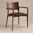 Pemberly Row Mid-Century Brown Leatherette Dining Arm Chair