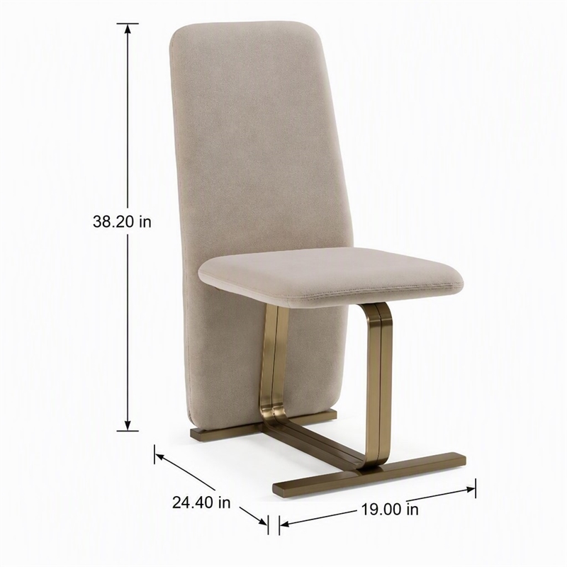Pemberly Row Modern Beige Velvet Dining Chairs in 2-Piece Set