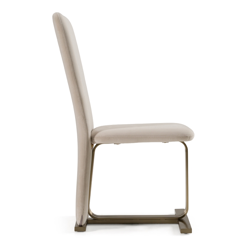 Pemberly Row Modern Beige Velvet Dining Chairs in 2-Piece Set