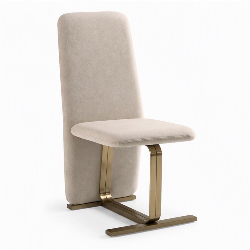 Pemberly Row Modern Beige Velvet Dining Chairs in 2-Piece Set
