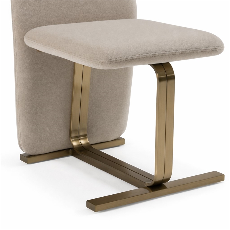 Pemberly Row Modern Beige Velvet Dining Chairs in 2-Piece Set