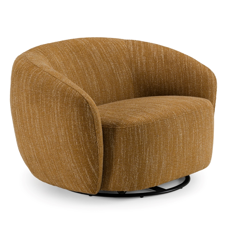 Pemberly Row Modern Mustard Polyester Swivel Accent Chair