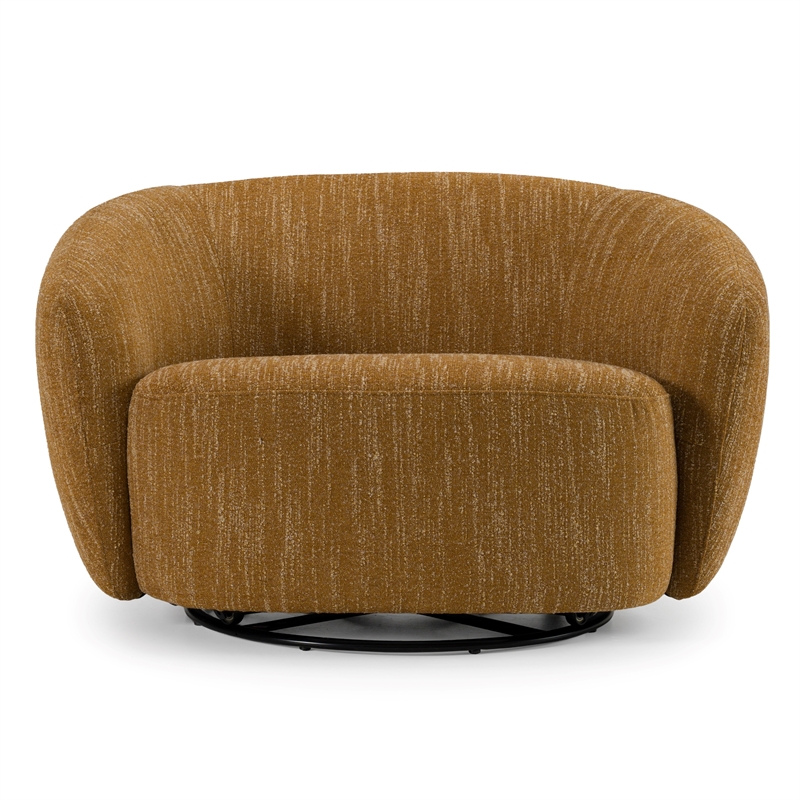 Pemberly Row Modern Mustard Polyester Swivel Accent Chair