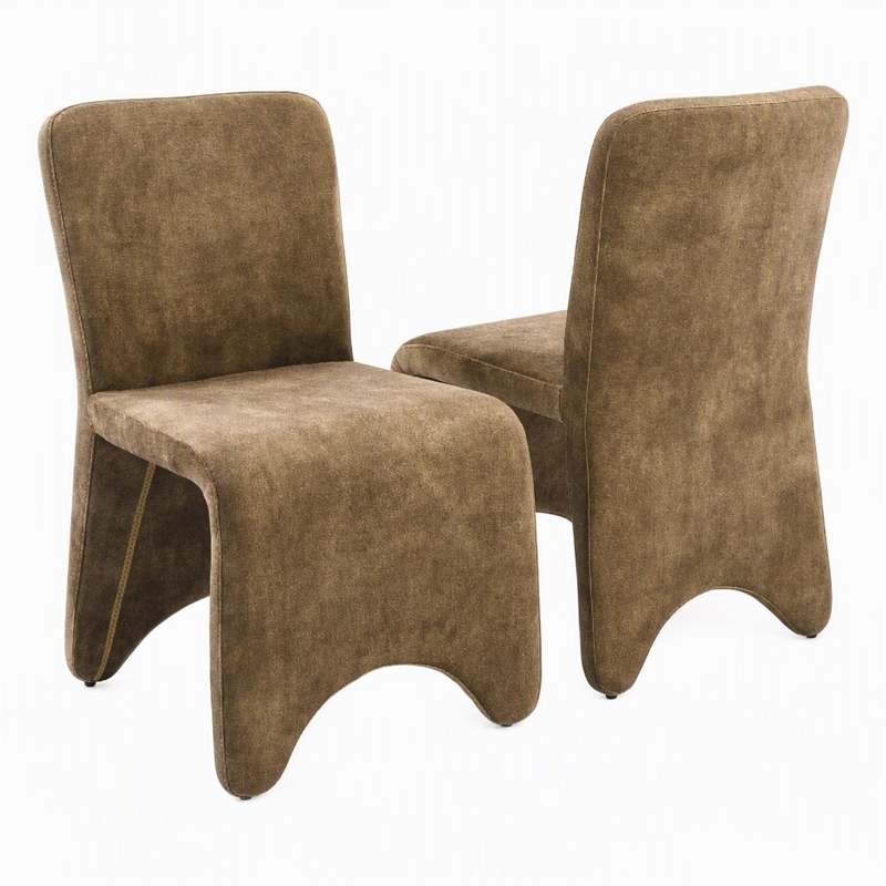 Pemberly Row Modern Camel Velvet Dining Chair Set of 2