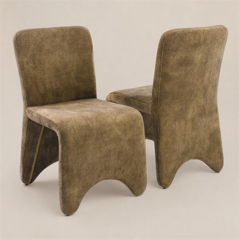 Pemberly Row Modern Camel Velvet Dining Chair Set of 2