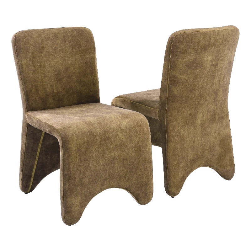 Pemberly Row Modern Camel Velvet Dining Chair Set of 2