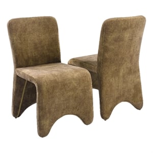 Pemberly Row Modern Camel Velvet Dining Chair Set of 2
