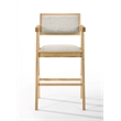 Pemberly Row Modern Beige Counter Stool Set of 2 in Rubberwood Natural Finish