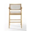 Pemberly Row Modern Beige Counter Stool Set of 2 in Rubberwood Natural Finish