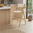 Pemberly Row Modern Beige Counter Stool Set of 2 in Rubberwood Natural Finish