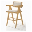 Pemberly Row Modern Beige Counter Stool Set of 2 in Rubberwood Natural Finish