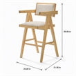Pemberly Row Modern Beige Counter Stool Set of 2 in Rubberwood Natural Finish