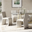 Pemberly Row Set of 2 Grey Dining Chairs with Boucle Fabric and Gold Legs
