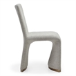 Pemberly Row Set of 2 Grey Dining Chairs with Boucle Fabric and Gold Legs