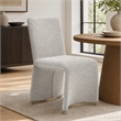 Pemberly Row Set of 2 Grey Dining Chairs with Boucle Fabric and Gold Legs