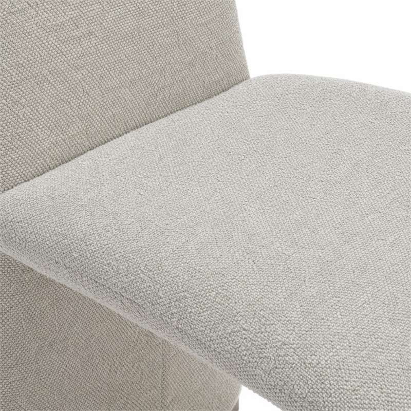 Pemberly Row Set of 2 Grey Dining Chairs with Boucle Fabric and Gold Legs