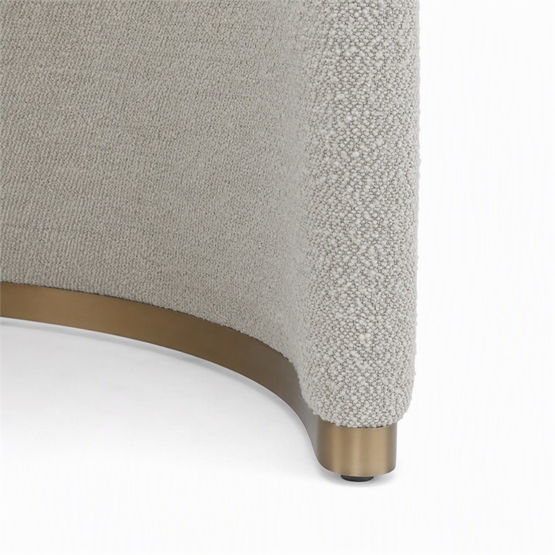 Pemberly Row Set of 2 Grey Dining Chairs with Boucle Fabric and Gold Legs