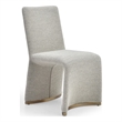 Pemberly Row Set of 2 Grey Dining Chairs with Boucle Fabric and Gold Legs