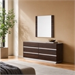 Pemberly Row Italian Modern Ebony Mirror in High Gloss Veneer Finish