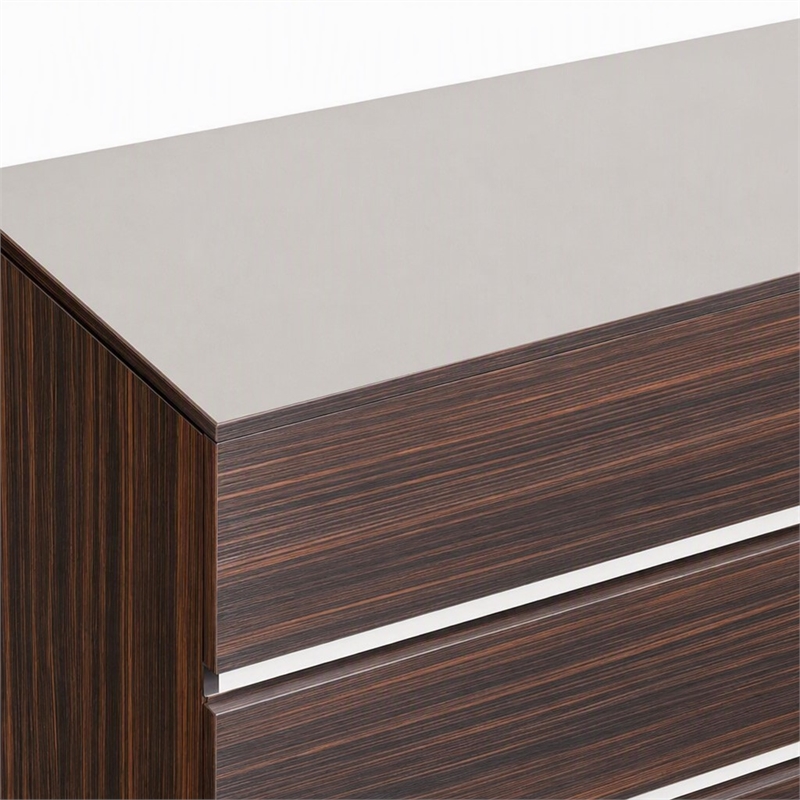 Pemberly Row Italian Modern Ebony Mirror in High Gloss Veneer Finish