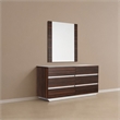 Pemberly Row Italian Modern Ebony Mirror in High Gloss Veneer Finish