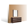 Pemberly Row Italian Modern Ebony Mirror in High Gloss Veneer Finish