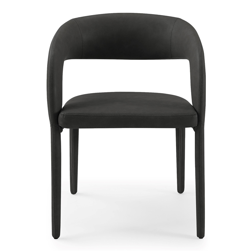 Pemberly Row Modern Black Leatherette Dining Chair with Cast Iron Legs