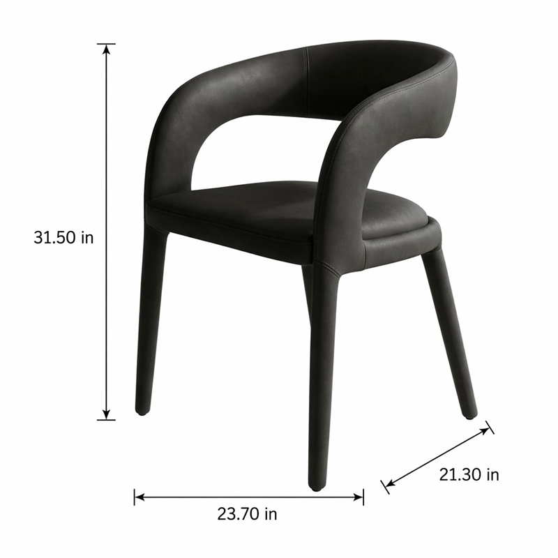 Pemberly Row Modern Black Leatherette Dining Chair with Cast Iron Legs