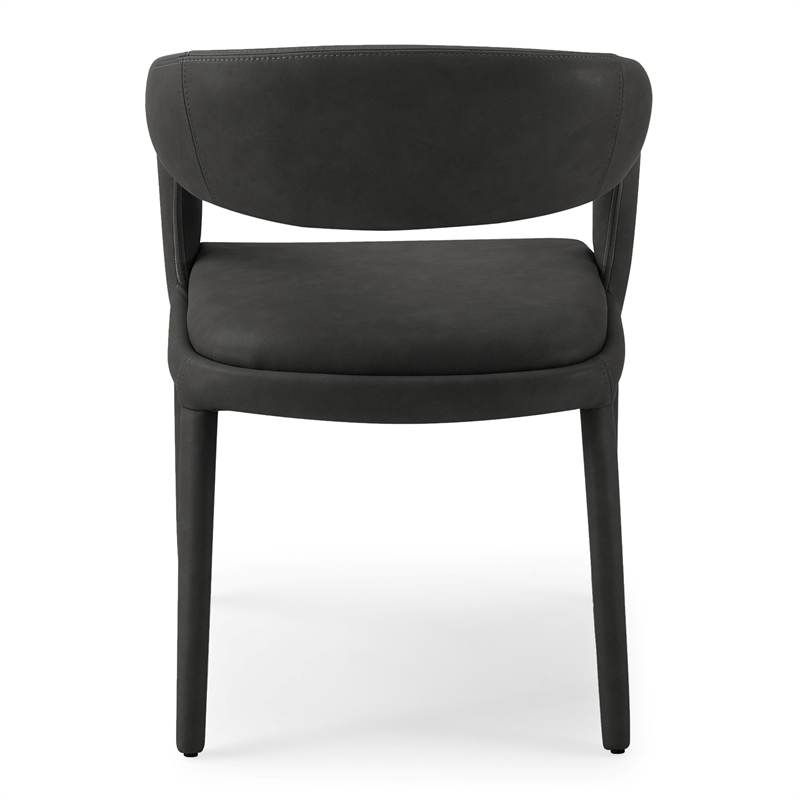 Pemberly Row Modern Black Leatherette Dining Chair with Cast Iron Legs