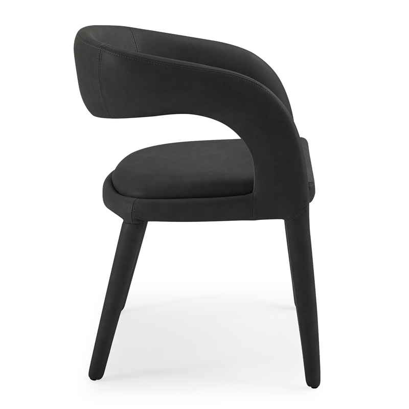 Pemberly Row Modern Black Leatherette Dining Chair with Cast Iron Legs