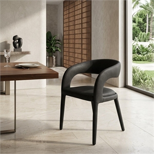 Pemberly Row Modern Black Leatherette Dining Chair with Cast Iron Legs