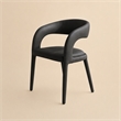 Pemberly Row Modern Black Leatherette Dining Chair with Cast Iron Legs