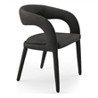 Pemberly Row Modern Black Leatherette Dining Chair with Cast Iron Legs