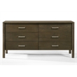 Pemberly Row Modern Wenge Veneer 6-Drawer Dresser with Rubberwood Frame
