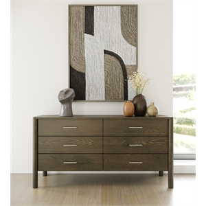 Pemberly Row Modern Wenge Veneer 6-Drawer Dresser with Rubberwood Frame