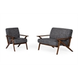 Pemberly Row Mid-Century Gray Accent Chair with Walnut Frame