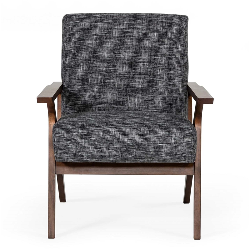 Pemberly Row Mid-Century Gray Accent Chair with Walnut Frame