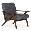 Pemberly Row Mid-Century Gray Accent Chair with Walnut Frame