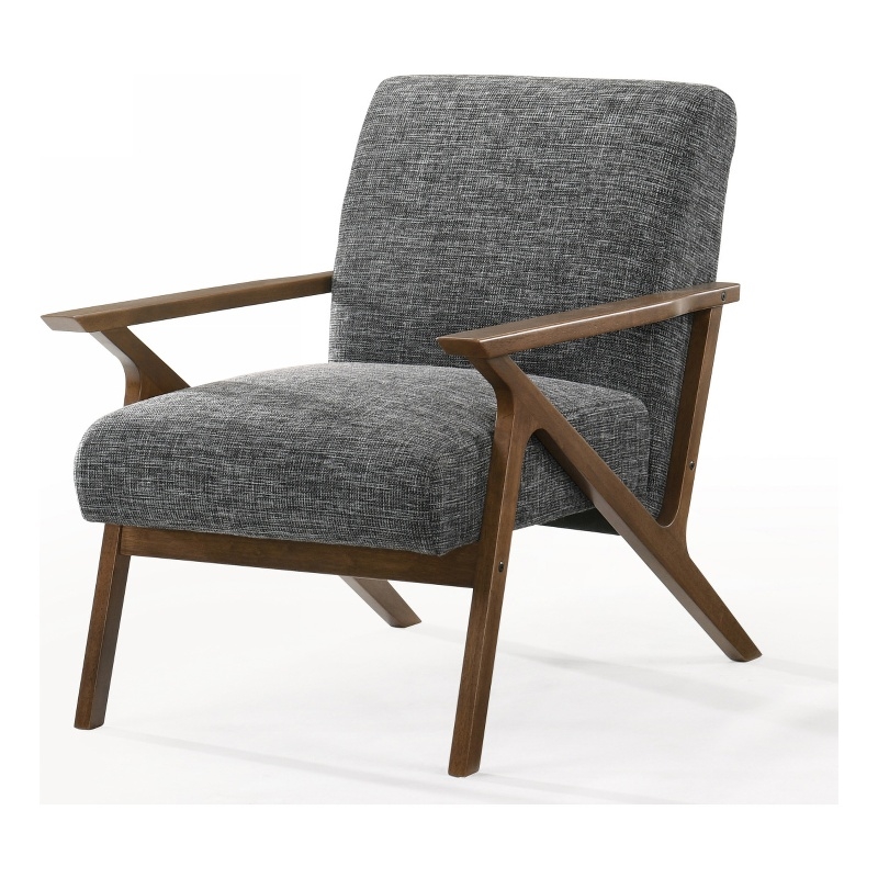 Pemberly Row Mid-Century Gray Accent Chair with Walnut Frame