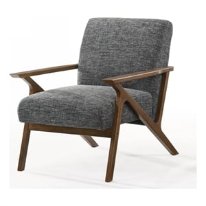 Pemberly Row Mid-Century Gray Accent Chair with Walnut Frame