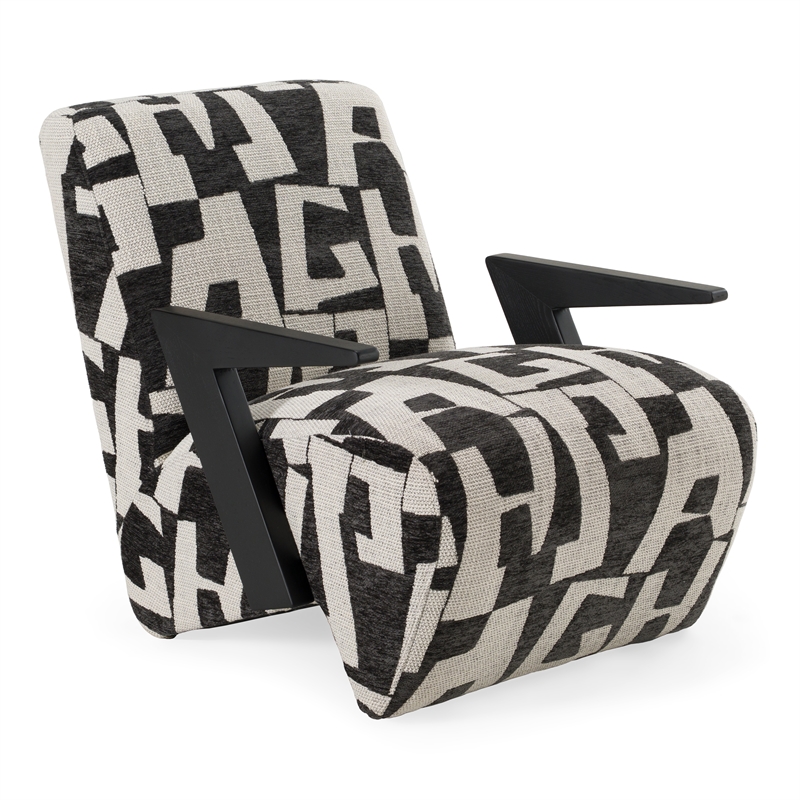 Pemberly Row Modern Black & White Fabric Accent Chair